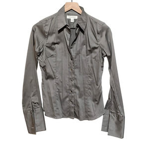 Banana Republic Womens Non Iron Tailored Shirt Size 0 Gray Button Down Blouse
